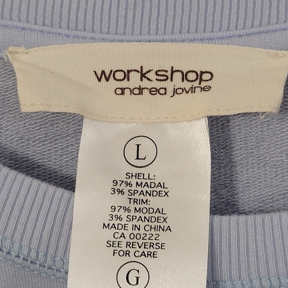 WORKSHOP Andrea Jovine light blue long sleeve front long sleeve top - Picture 3 of 4